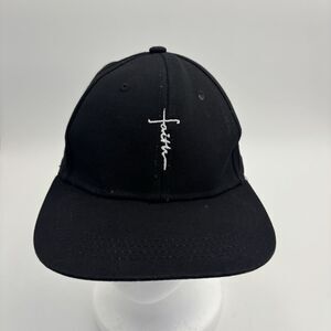 Faith Cross Christian Baseball Cap Black Embroidered Adjustable Religious Hat